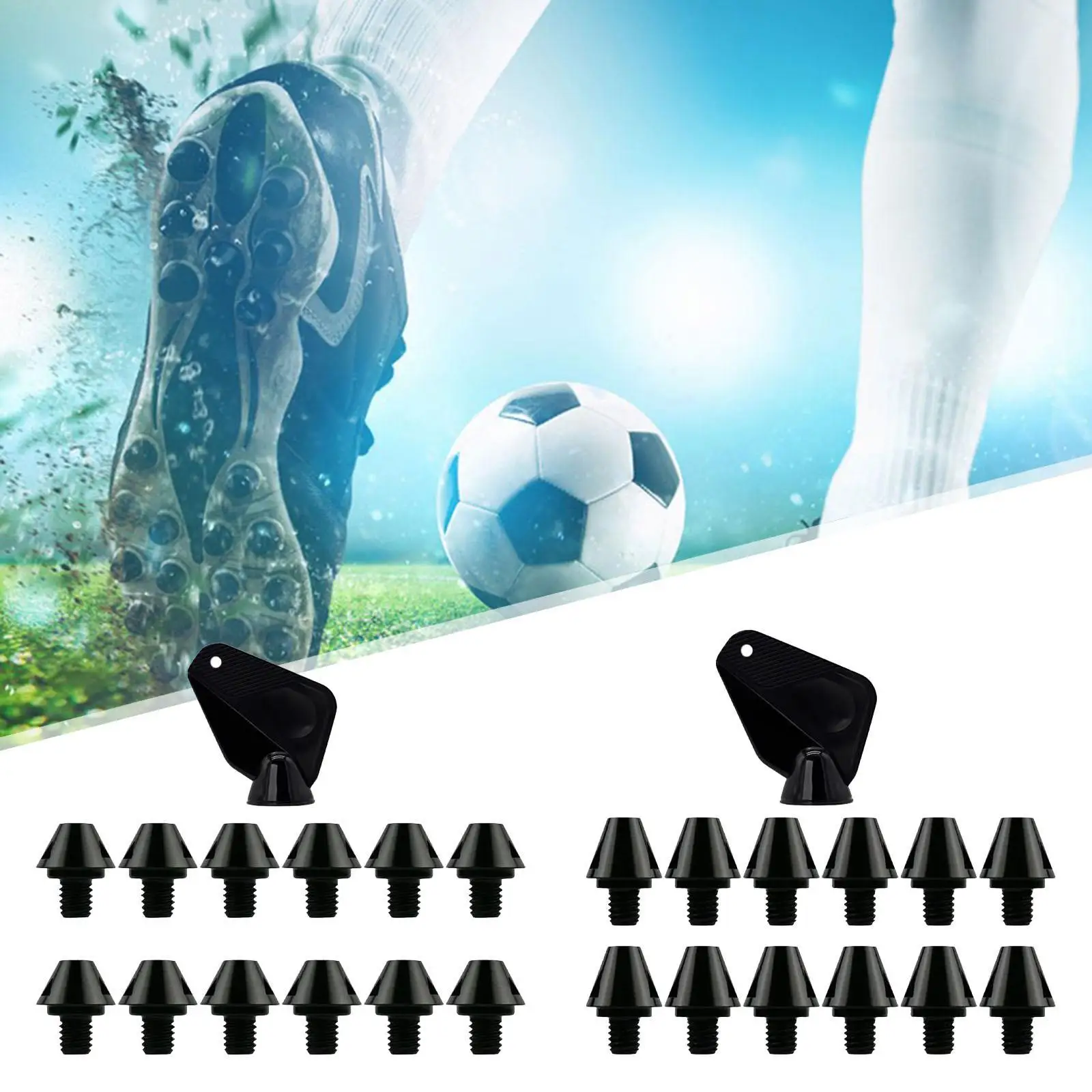 

12x Football Shoe Spikes Rugby Studs with Wrench Stable Soccer Shoe Spikes Track Shoes Accessories for Training Competition