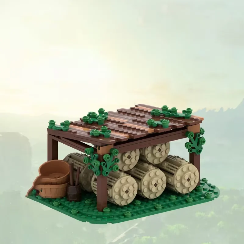 Força medieval e rack de vegetais modelo moc blocos de construção brinquedo conjunto criativo presente do feriado ornamento