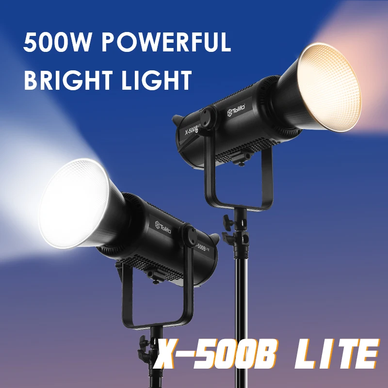 Tolifo-Luz LED X-500B LITE Bicolor, 500W, COB, Bicolor, para vídeo, 86300Lx, alto brillo, iluminación para estudio de fotografía y vídeo