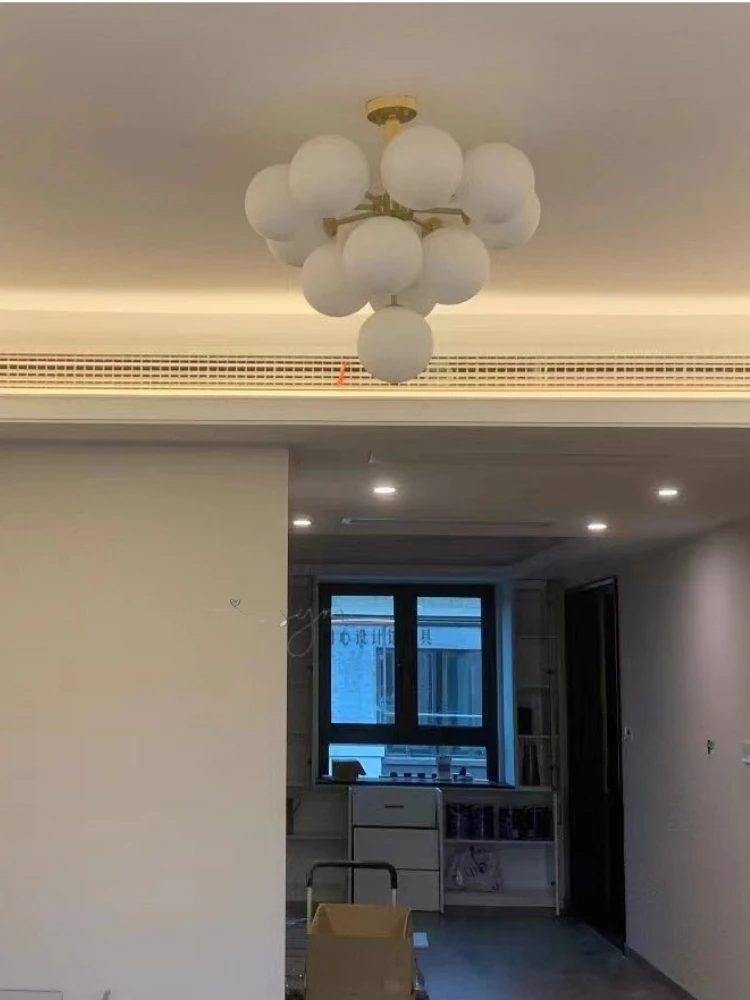 Cream style living room lamp, French minimalist bubble lamp, master bedroom lamp, elevated staircase pendant light