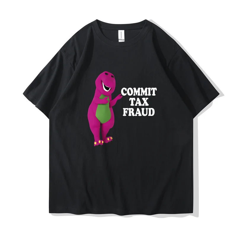 Commit Tax Fraud T Shirt Harajuku Cartoon Letter Printing T Shirt Graphic Casual Crew Neck Short Sleeve Plus Size T Shirt Women