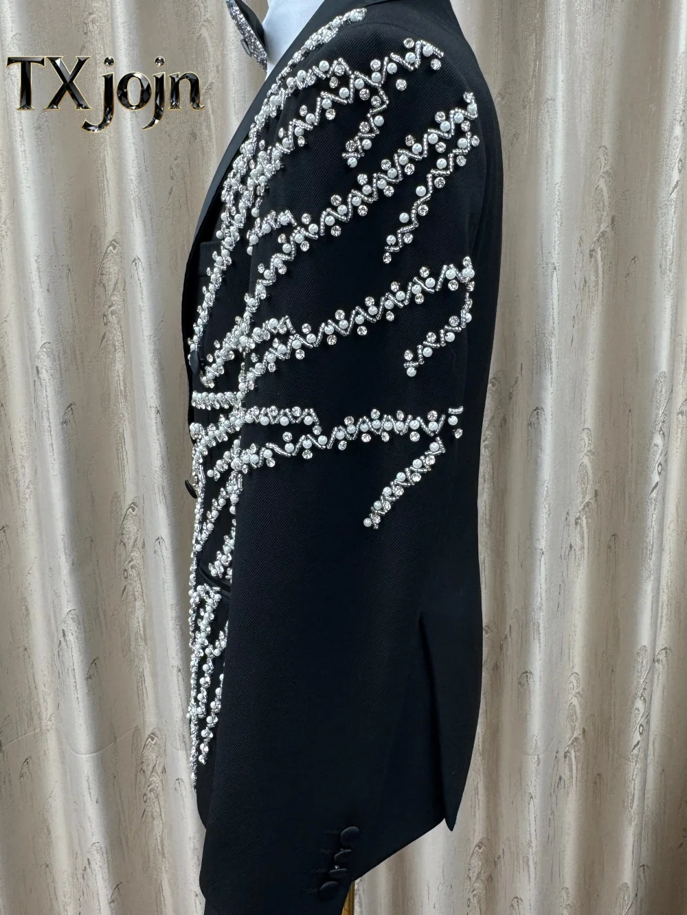 Fashion Beaded Double-Breasted Men's 2PCS 2026 Opulent Jacket Suit Formal Party Prom Wedding Set for Wedding Groom Customized