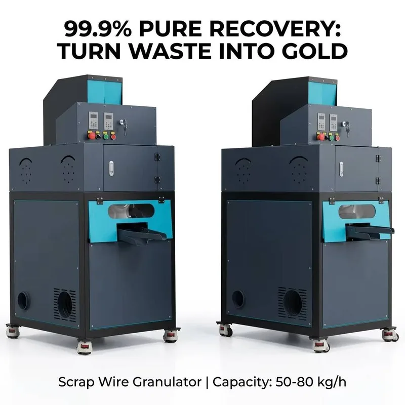 Copper Wire Granulator Machine 5Kw Motor 60-80Kg/H Capacity Bearing Electrical Cable Recycling Dust Collecting System