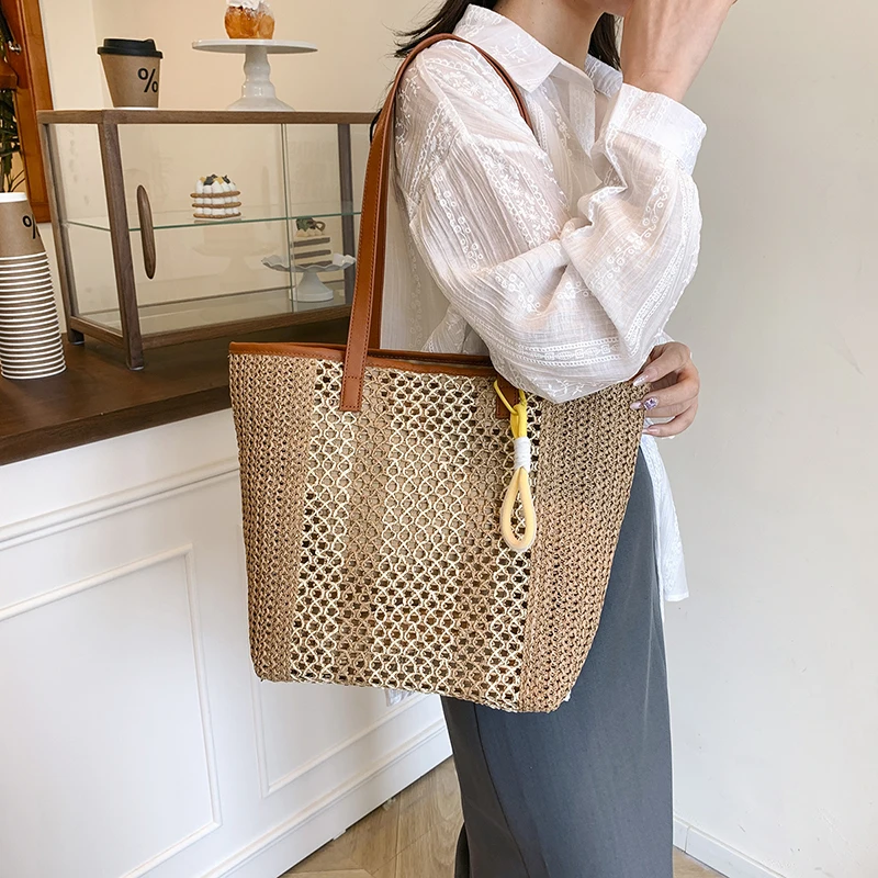 

New Women's Handmade Straw Woven Shoulder Bag Bohemian Beach Purse Rattan Handbag Summer Crossbody Clutch Casual Tote Bag wallet