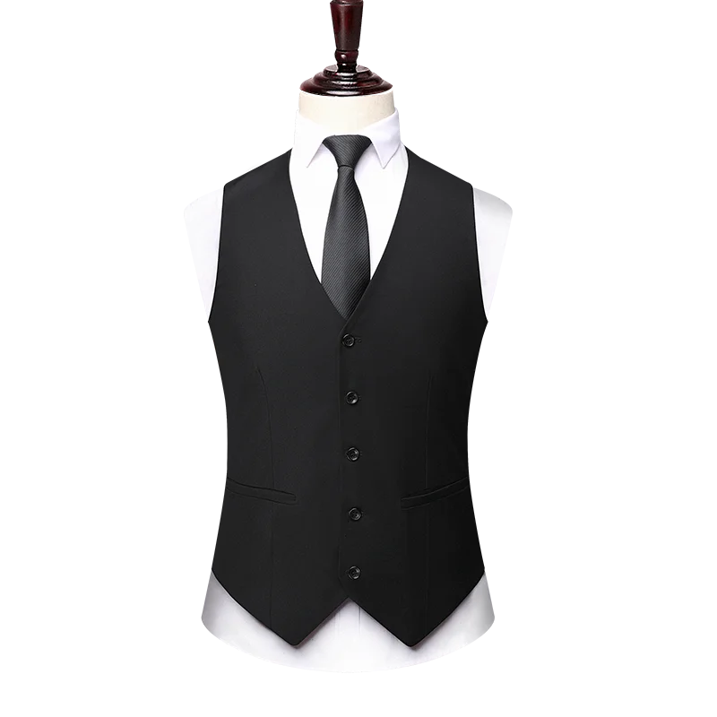 High Quality Male Dress Suits Vest Casual Business Clothing Single Breasted Vests Coat Men\'s Gray Black Suit Waistcoat