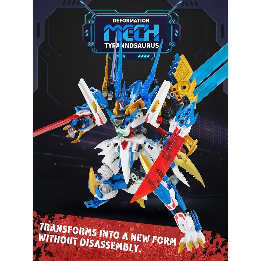 Dinosaurio y Mech que transforma bloques de construcción, kit de figuras de acción de pterosaurio, edades de 8 a 12 años