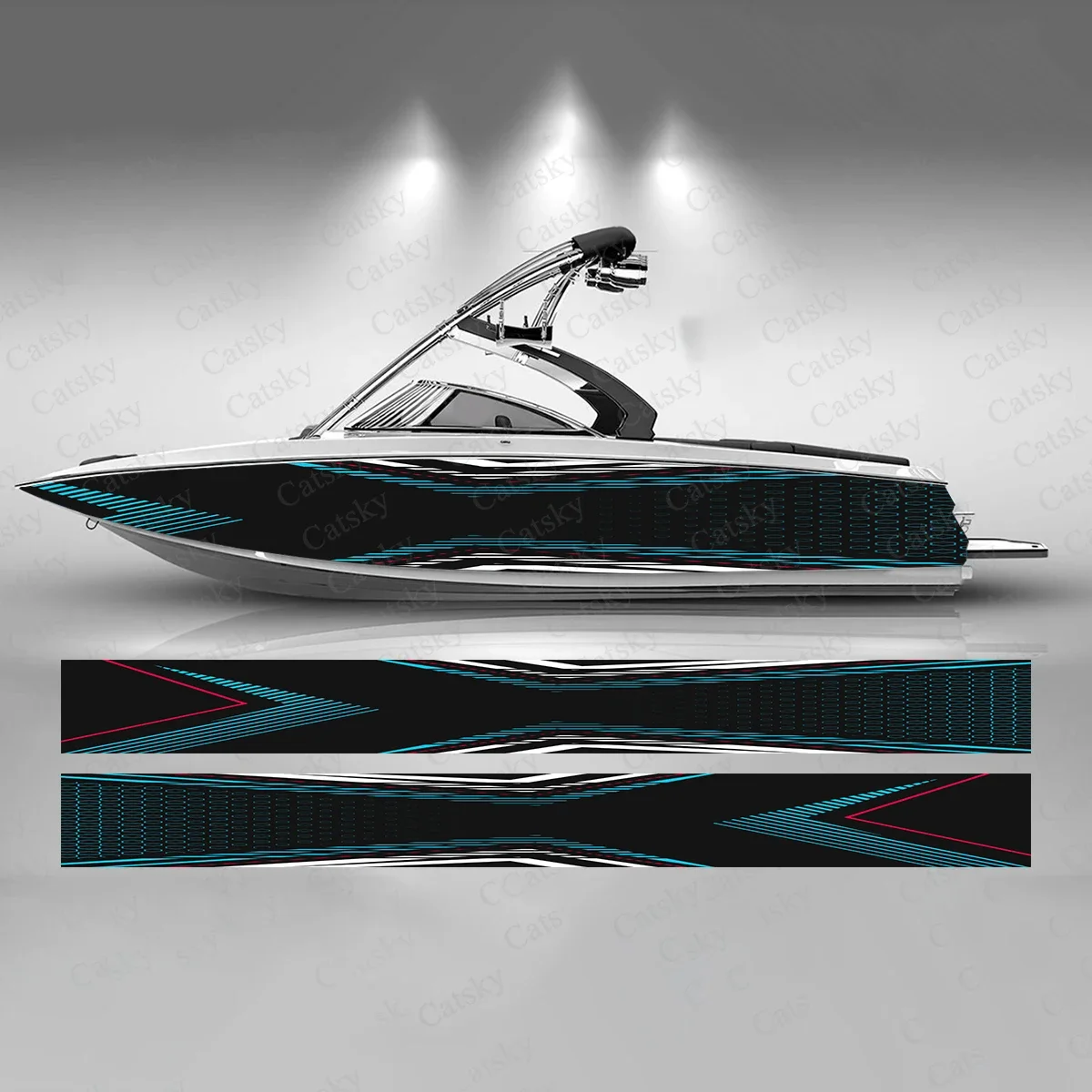 Colorful Stripe Special Waves Boat Sticker Fashion Custom Fish Boat-Sticker Vinyl Waterproof Boat Wrap Graphic Boat Wrap Decal