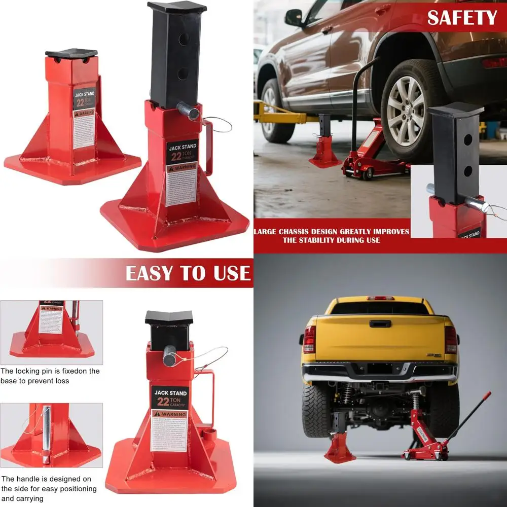 Wytrzymałe podpórki samochodowe regulowane do 22 ton z blokadą, wysokość 19,75 cala, idealne do podtrzymywania pojazdów