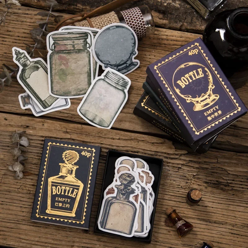 40Pcs Box Pack Memo Pad Mini Card Decorative Bottle Message Account Material Collage Milky Way wish Writing Paper 75*52MM