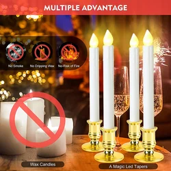 2PCS / SET LED Taper Candles Battery Operated Flickering Flameless Candles Smokeless  Candles light for for Christmas, Wedding,