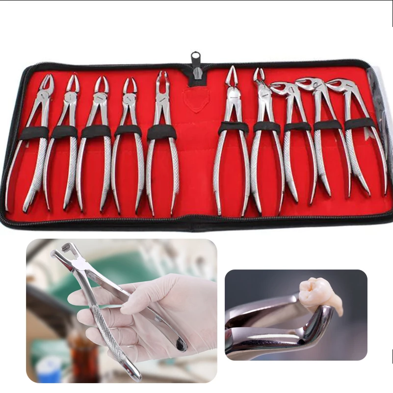 10Pcs Stainless Steel Dental Extraction Forceps Pliers Kit for Adult, 7Pcs/set Surgical Teeth Extraction Forcep for Children