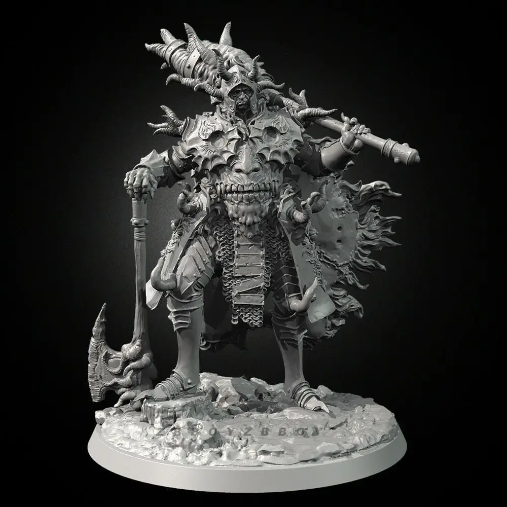50mm 75mm Earth Demon King Resin Soldier White Model Assembly Model 3D Printed DIY Coloring Self-assembly Figurines Miniatures