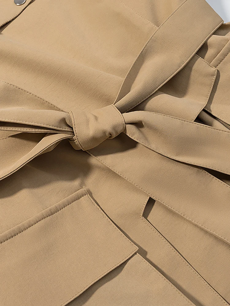 معطف نسائي جديد على الطراز الأوروبي متعدد الاستخدامات وأنيق بلون سادة كاجوال عالي التحمل متوسط الطول