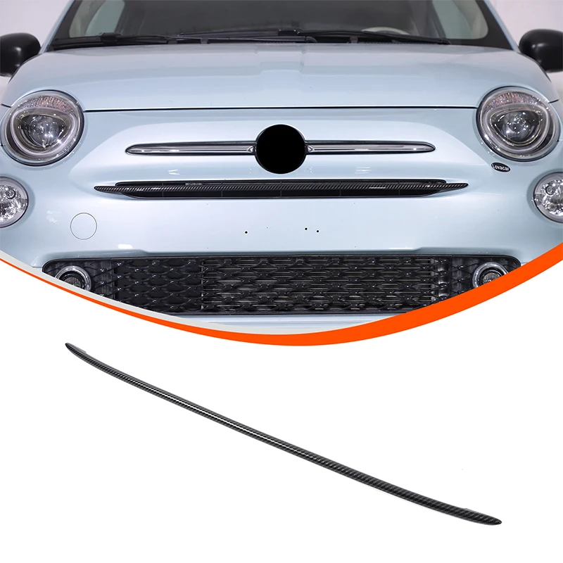 

For Fiat 500 2016+ Car front center grille decorative cover ABS carbon fiber pattern Exterior accessories