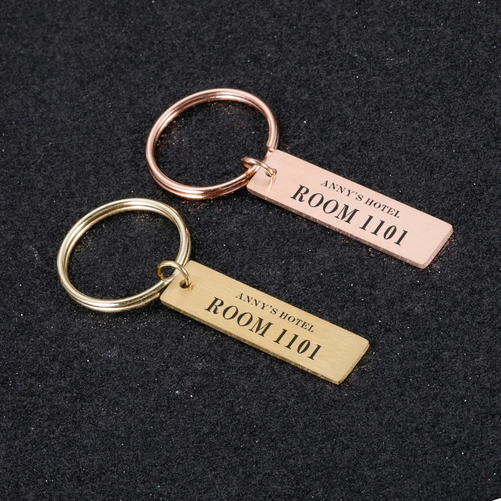 Portachiavi dell'hotel nome personalizzato numero della stanza in acciaio inossidabile moda accessori chiave di lusso Souvenir Dropshipping all'ingrosso