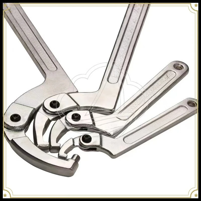 Adjustable Hook Wrench CR-V Square Round Head 19-120mm Round Bolt Maintenance Tool