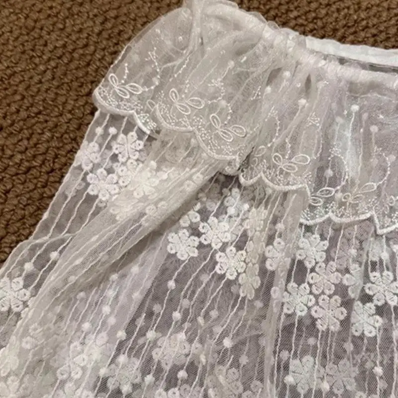 77HE Ruffle Lace Camadas Falsas Mini -saia Tieback Tieback Sweeping Extender