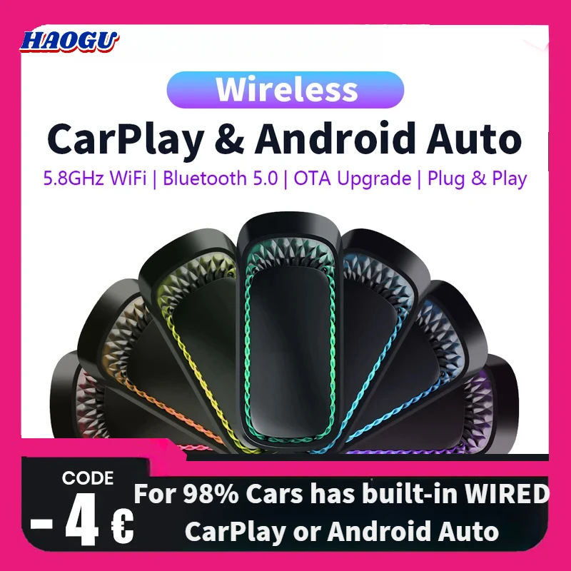 

Haogu 2in1 RGB Беспроводной адаптер CarPlay Smart Box USB беспроводной Android A2A Bluetooth WiFi автомобиль с проводным Apple CarPlay A2A