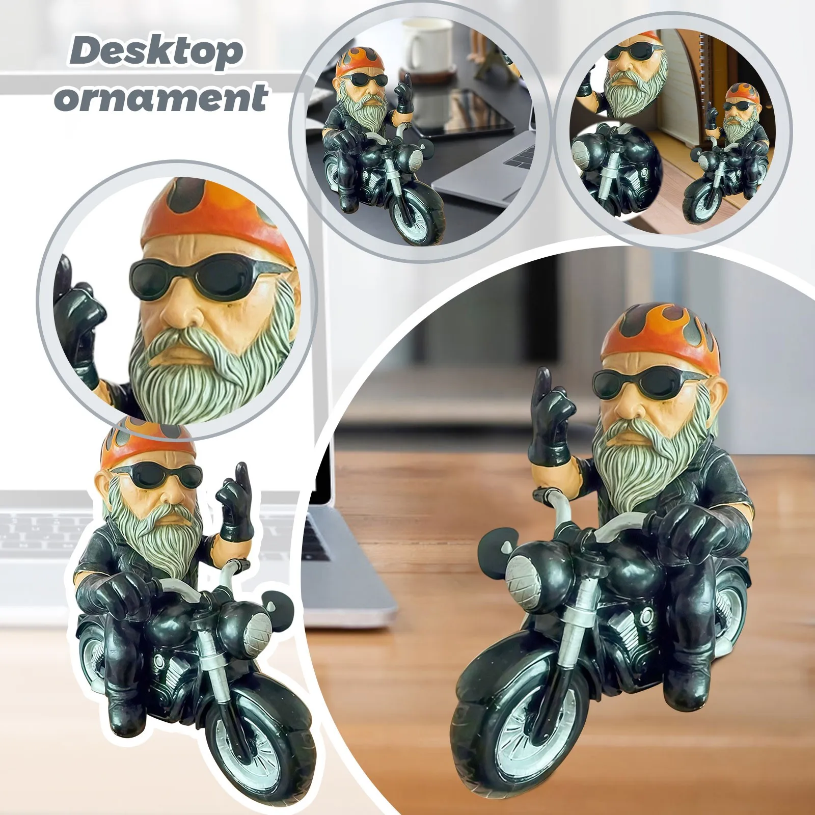 

Garden Gnome Riding Motorcycle Fun Dwarf Cycling Ornament Outdoor Gnome Decoration Indoor Outdoor Figurines For Home Yard Decor
