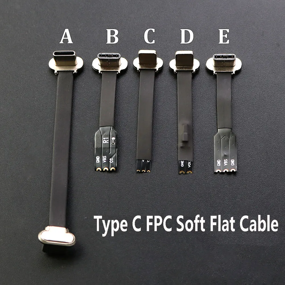 

1Pcs USB Type C FPC 2pin 3pin with Resistor R1 Soft Flat Cable Male Charging Cable Fast Charge Charging Wire Extention for Phone