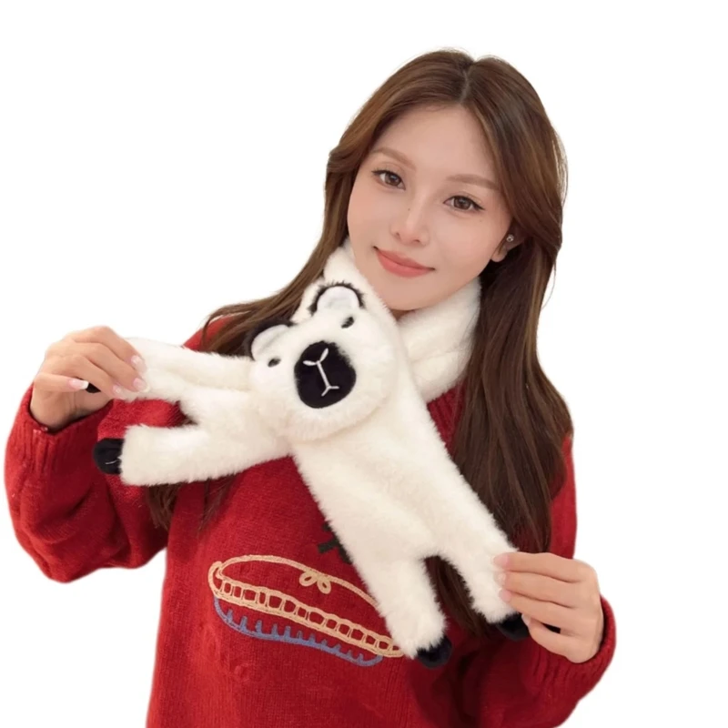 Plush Scarf Cartoon Neck Gaiter Shawl Wrap Women Winter Accessories Neck Scarves