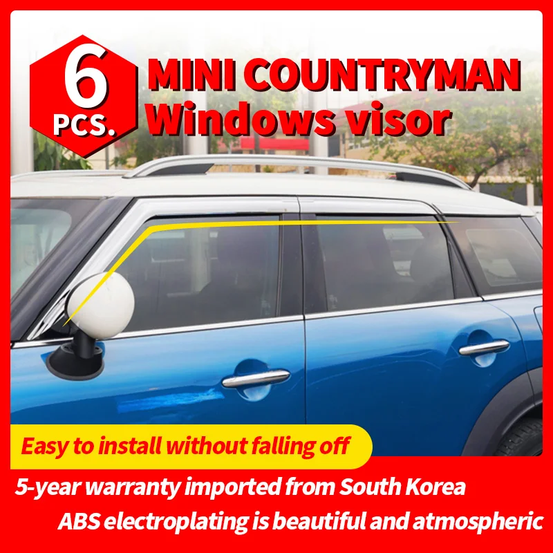 

Windows Visor for MINI COUNTRYMAN 2017-2023 Door Awnings Sun Rain Eyebrow Smoke Deflector Accessories