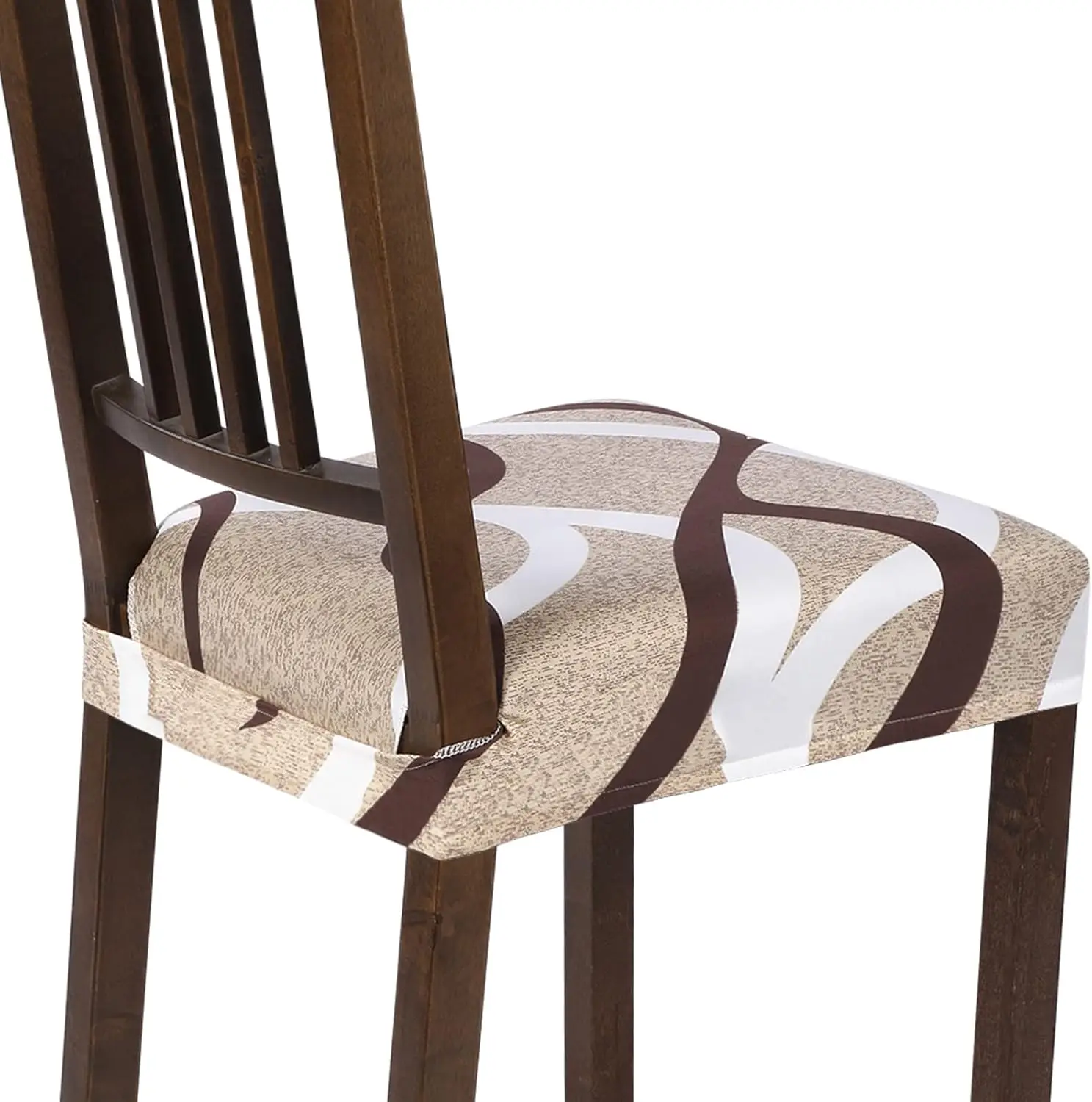 

Stretch Set Of 4 Soft Removable Washable Seat Covers For Dining Chairs, Dining Room Seat Cover Protector (Rear-Covered, Beige)