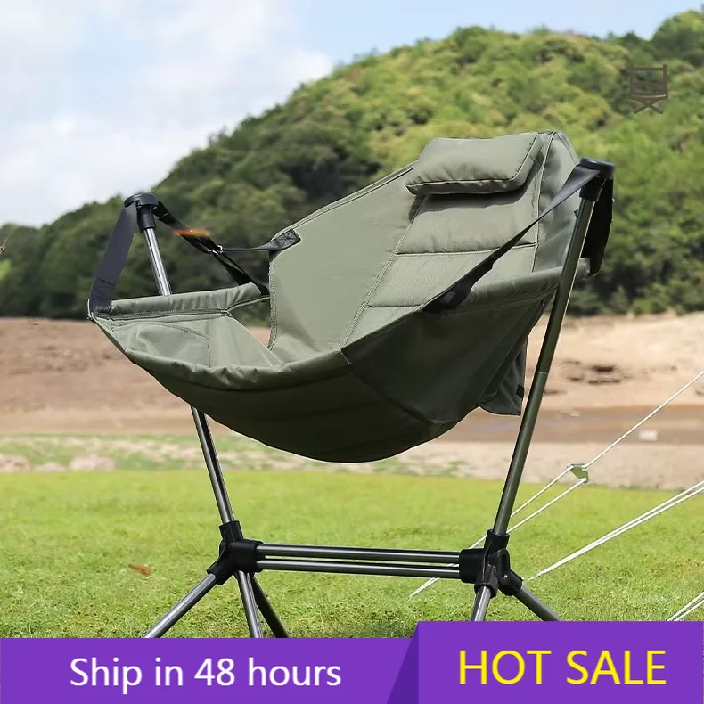 

YTYIN Wholesale Modern Outdoor Camping Aluminum Alloy Folding Chair Solid Wood Hanging Baskets Rocking Chair Portable & D