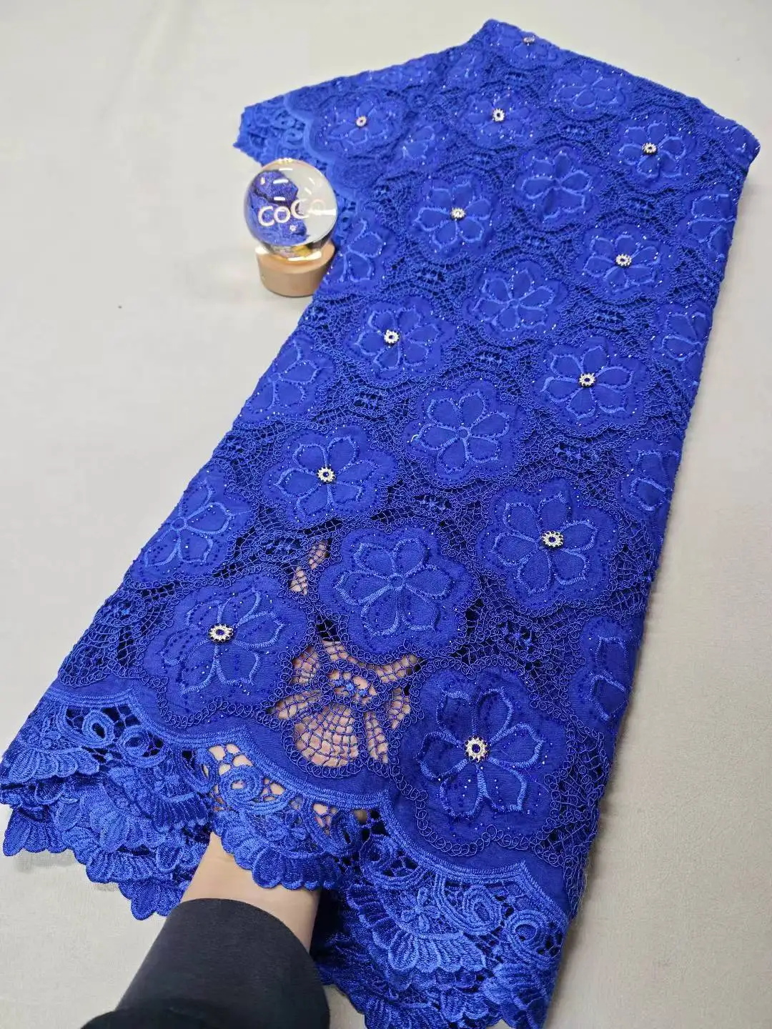 

2025 Africa Nigerian Sequins for Wedding Dress Chiffon Tulle Lace Fabric High Quality Party Guipure Sewing cotton 5Yard XL127