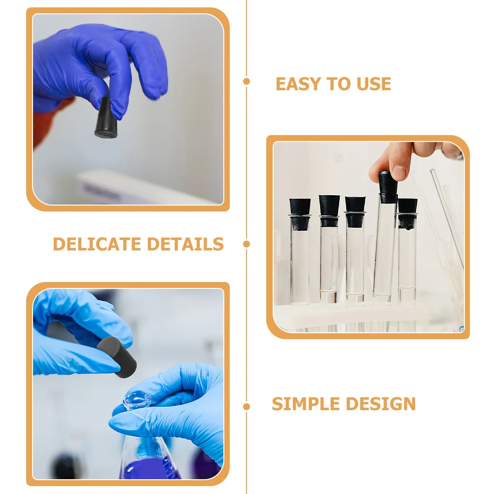 

25Pcs Black 000#-7# Solid Rubber Stoppers for Test Tubes Bottles Various Containers Lab Flask Plugs Sealing Tapered