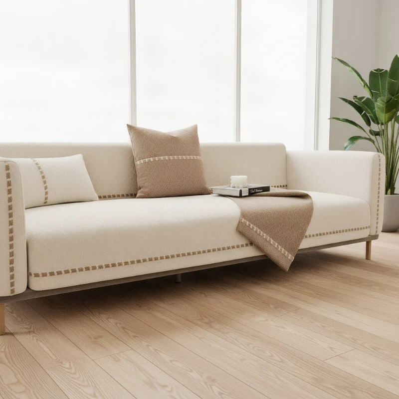 Chenille Texture Sofa Towel Four Seasons Universal Anti Slip Seat Cushions 2023 New Solid Color Modern High-end Soft Sofa Cover