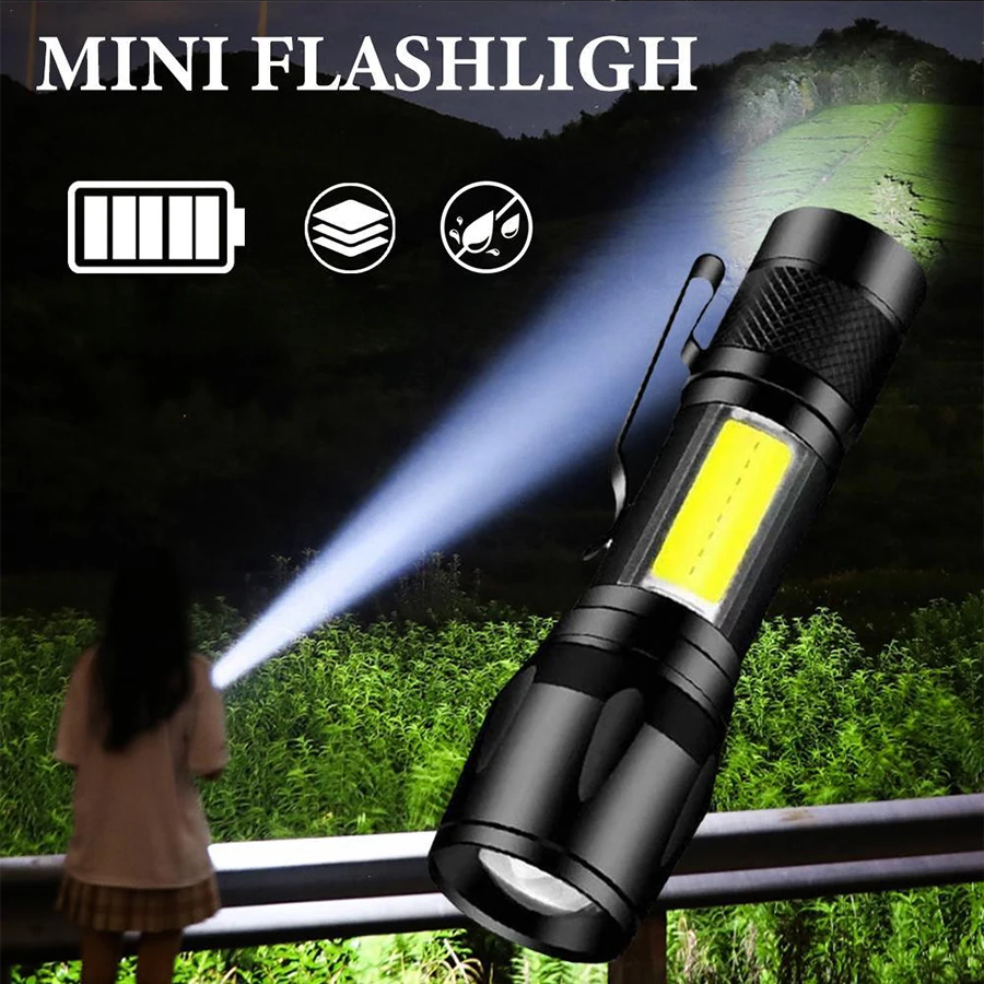

USB перезаряжаемый мини-фонарик COB + XPE портативный встроенный аккумулятор масштабируемый маленький фонарик 3-режимный аварийный фонарик для кемпинга