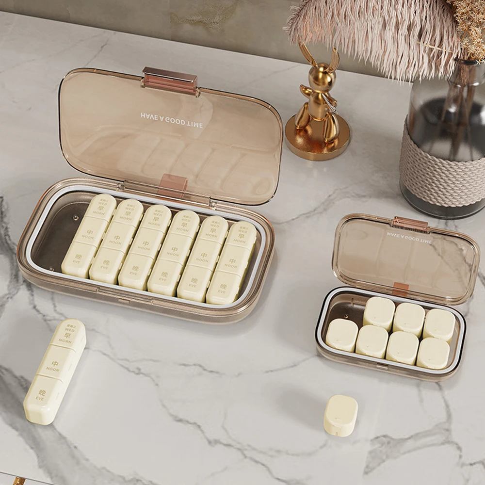 Weekly Pill Case 3-Times-A-Day 7 Day Large Compartments Moisture-Proof Portable Vitamin Fish Oil Supplement Organizer