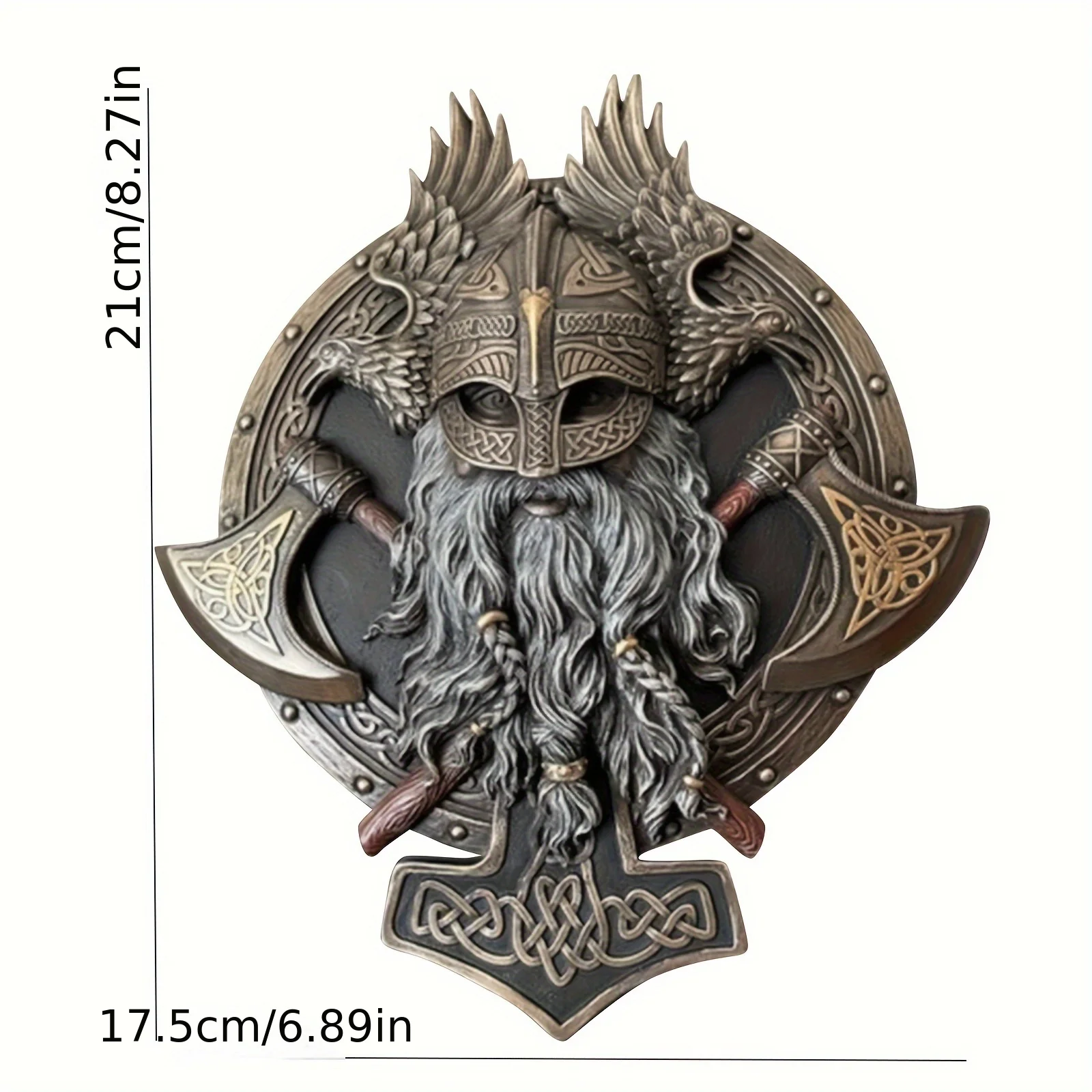 Ares Wall Plaque Valhalla Sculpture, Viking Warrior Axe Wall Decoration Home Wall Hanging Decor Holiday Birthday Gift Gothic