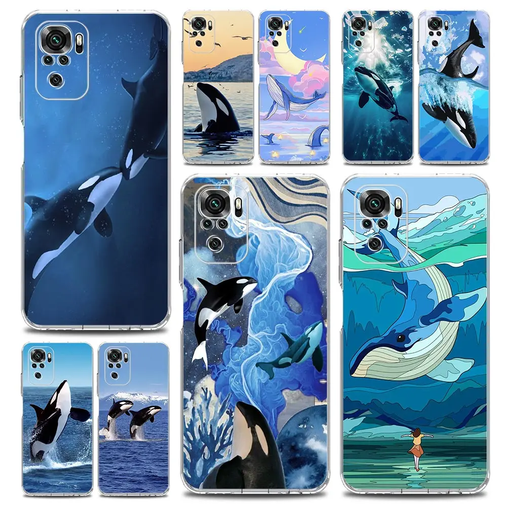 Orca ocean lovely killer whale Phone Case For Xiaomi Redmi Note 13 12 5G 9S 9 8 10 11 Pro 4G 9T 13C 12C 10C 9C 9A 7 Clear Cover