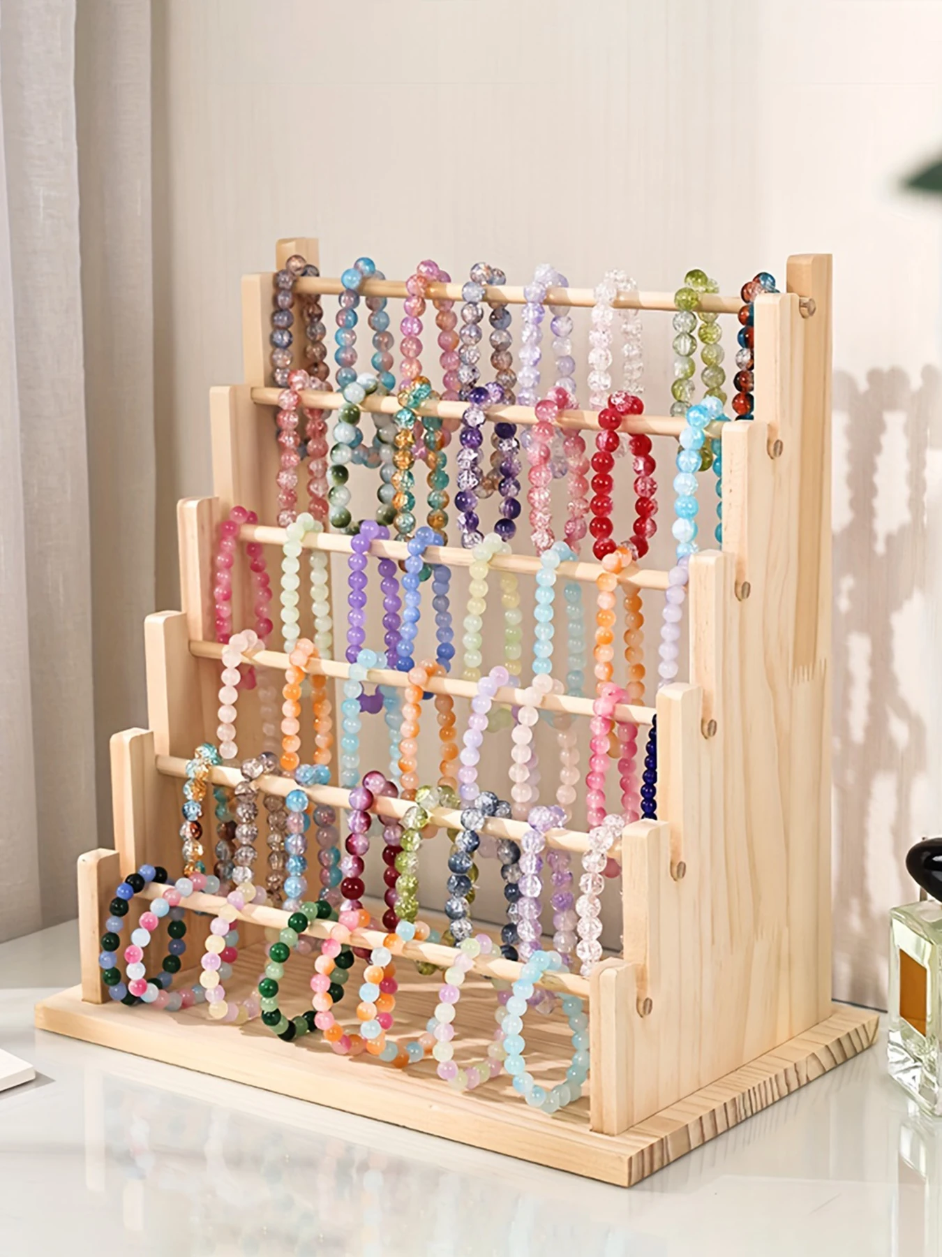 

Four/six layers of solid wood jewelry storage rack bracelet bracelet display rack jewelry key chain bracelet stall display prop