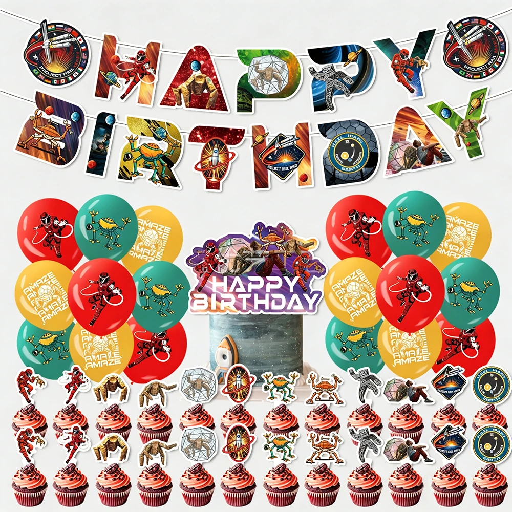 Projects Hails And Mary Rocky Adventure Birthday Party Decorations Set Astronaut & Alien Creature Banner Balloons Cake Toppers