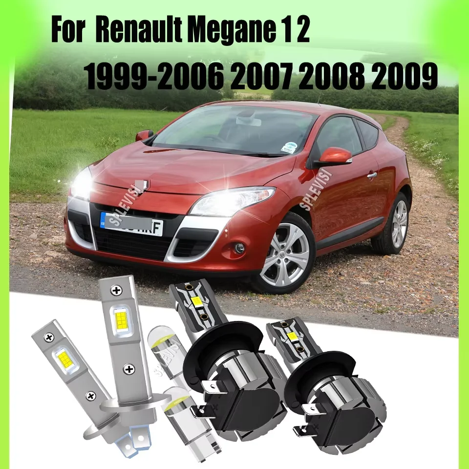 H1 H7 CSP Power LED High Low Headlight Bulbs Premium Car LED Lights For Renault Megane 1 2 1999 2000 2001 2002 2003 2004-2009