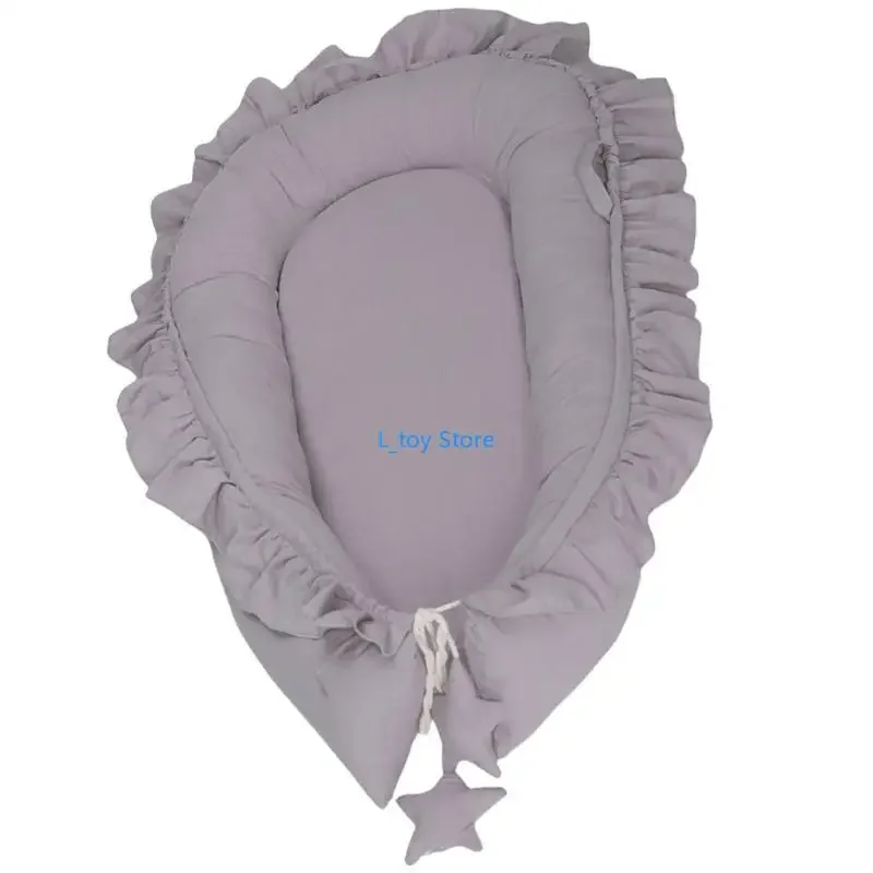 

51BA Comfortable Newborns Lounger Baby Bumper Bed Travel Friendly Toddlers Cot Nest Bed Mattress for Home and Travel