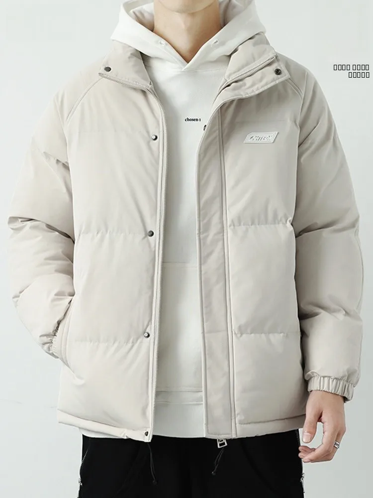 

Men's Winter Thiened Warm Cotton Jaet Bread Sle Loose Casual Outerwear Zipper Closure Long Sve Youth Faion