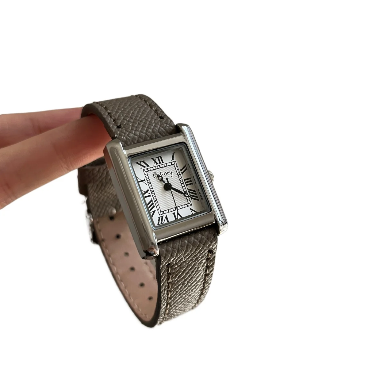 

Классические квадратные часы со слоном, женские часы-майка в стиле ретро, темперамент, ремень с узором личи, кварцевые часы