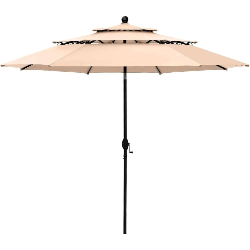 

Sophia & William 10ft 3 Tier Auto-tilt Patio Umbrella, Outdoor Double Vented Umbrella with Crank, Beige