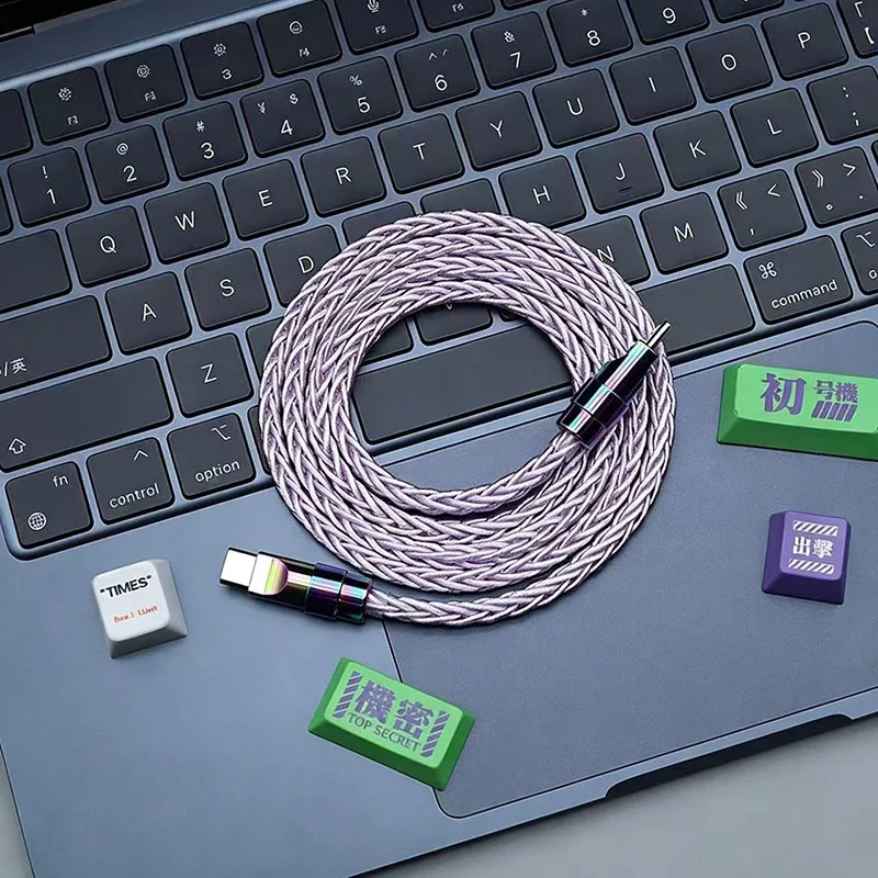 Custom 240W PD USBC to Type C Data Cable 8-Strand Braided Single Crystal Copper Wire Zinc Alloy Cord for Phone Tablet Keyboard