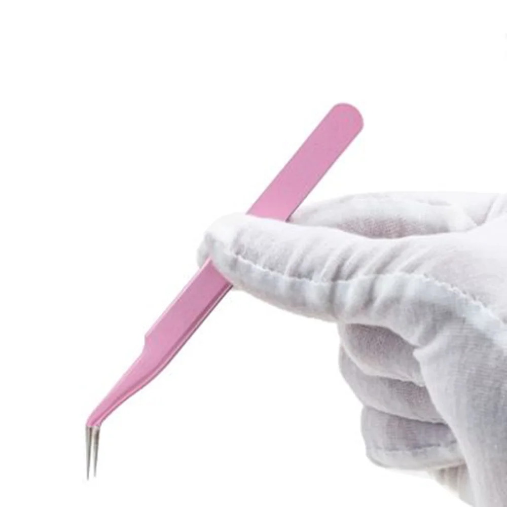 1pc pinças de extensão de cílios de aço inoxidável curvado pinças de cílios retos não-magnéticos ferramentas de maquiagem de unhas atacado