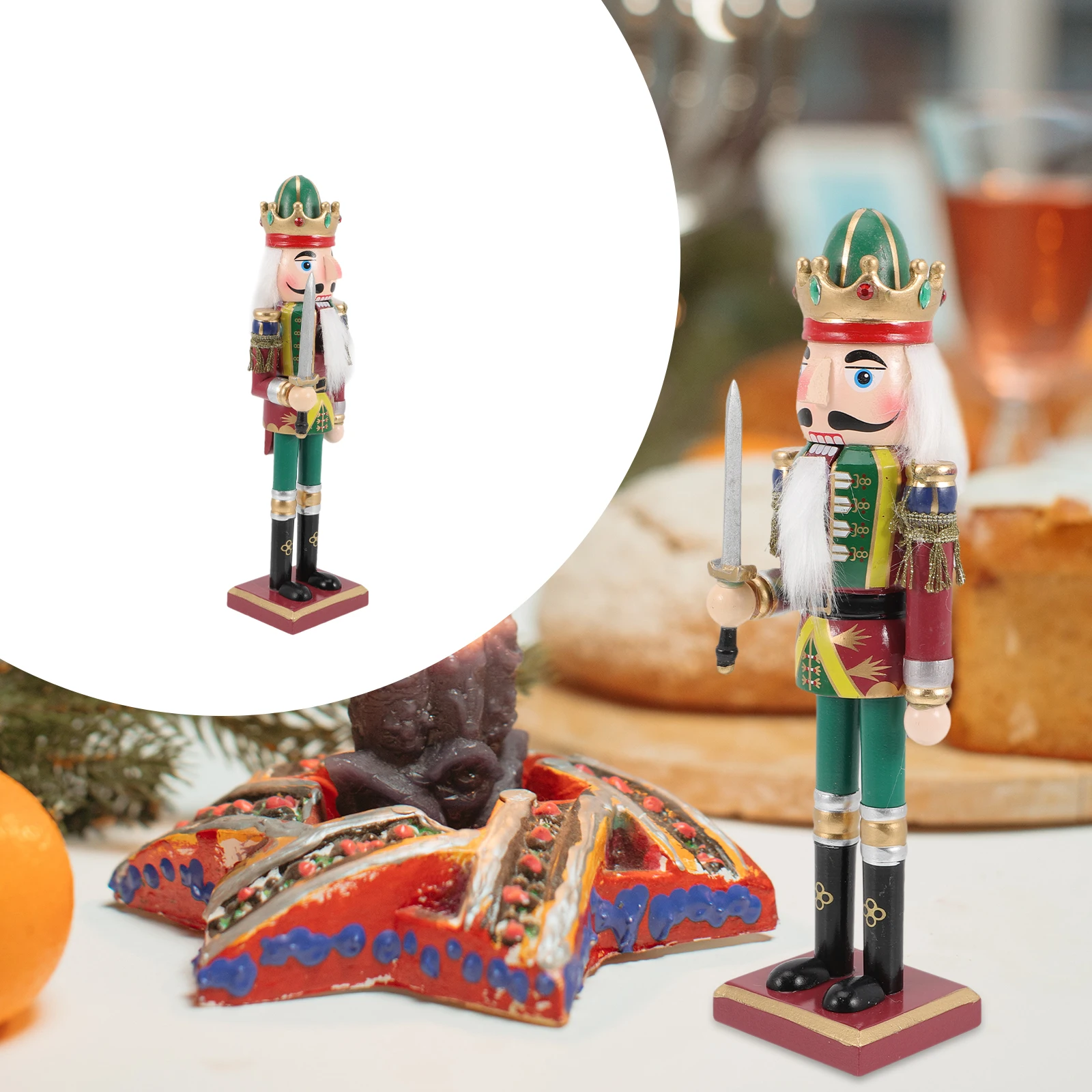 

Nutcracker Ornament Soldier Decor Figures Ornaments Decoration Wood Desktop Figurines Toy Christmas