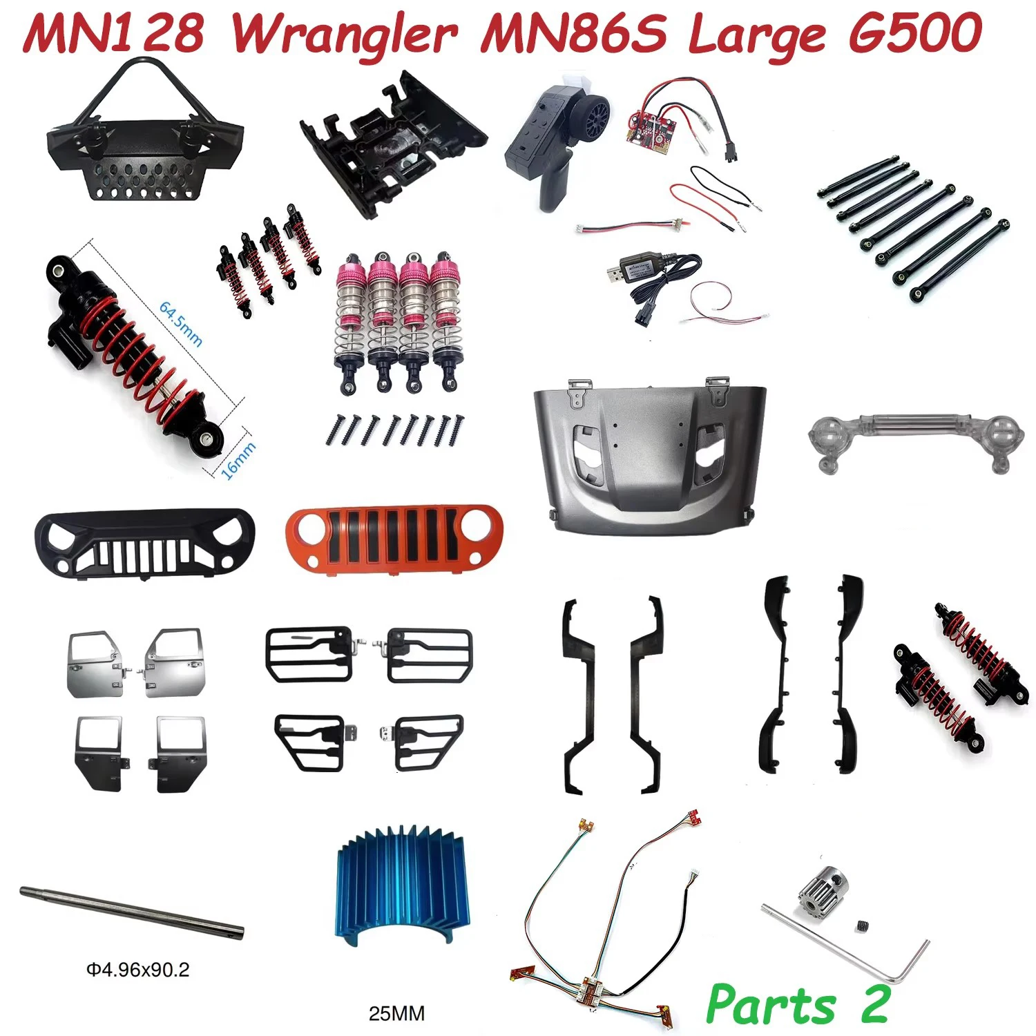 MN128 Wrangler MN86S Large G500 RC Car Parts Original Front Fender Remote Control Set Pull Rod Shaft Hood Assembly China Net
