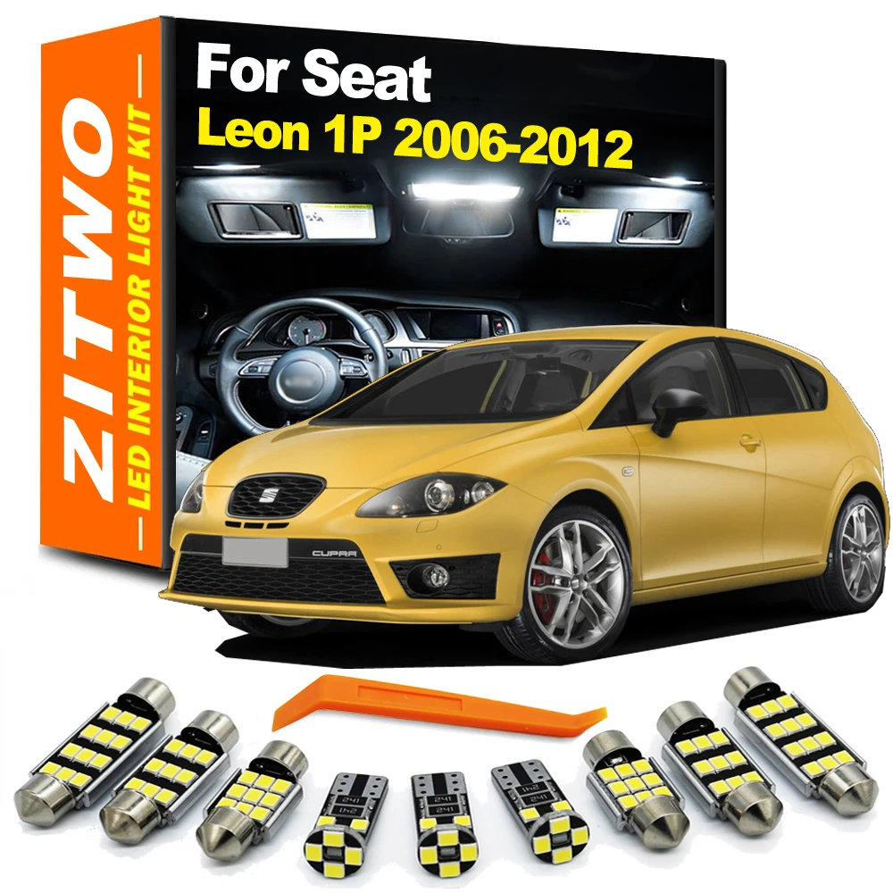 ZITWO 13Pcs Żarówka LED Wewnętrzna mapa do czytania Zestaw świateł uprzejmości do Seat Leon 2 MK2 1P 2006 2007 2008 2009 2010 2011 2012