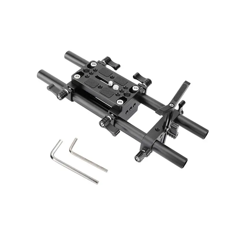 

-[A51I Digital]Camera Mounting Plate Pro DSLR Shoulder Mount Support Rig Tripod Mount Plate With Lens Support 15Mm Rods