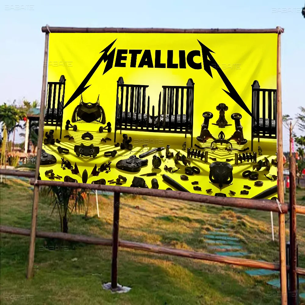 M-Metallica Cartoon Flag Art Science Fiction Room Home Decor Wall Hanging Home Decor Banner