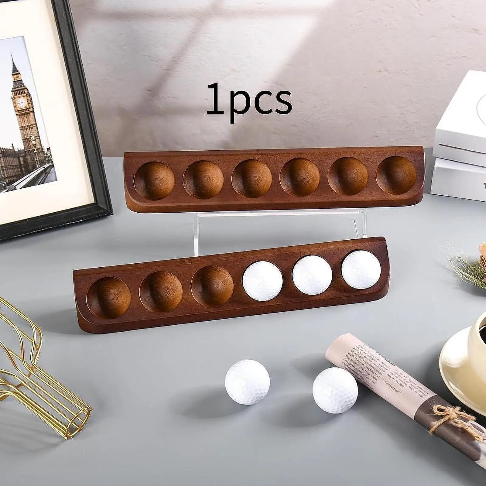 

Golf Ball Display Case Wooden Collector Gift Countertop Decorative Office Desk Decor Bracket Organizer Golf Ball Storage Stand